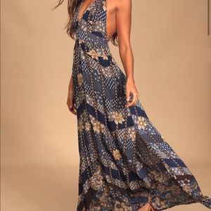 O’Neill Blue Floral Open Back Halter Maxi, size S